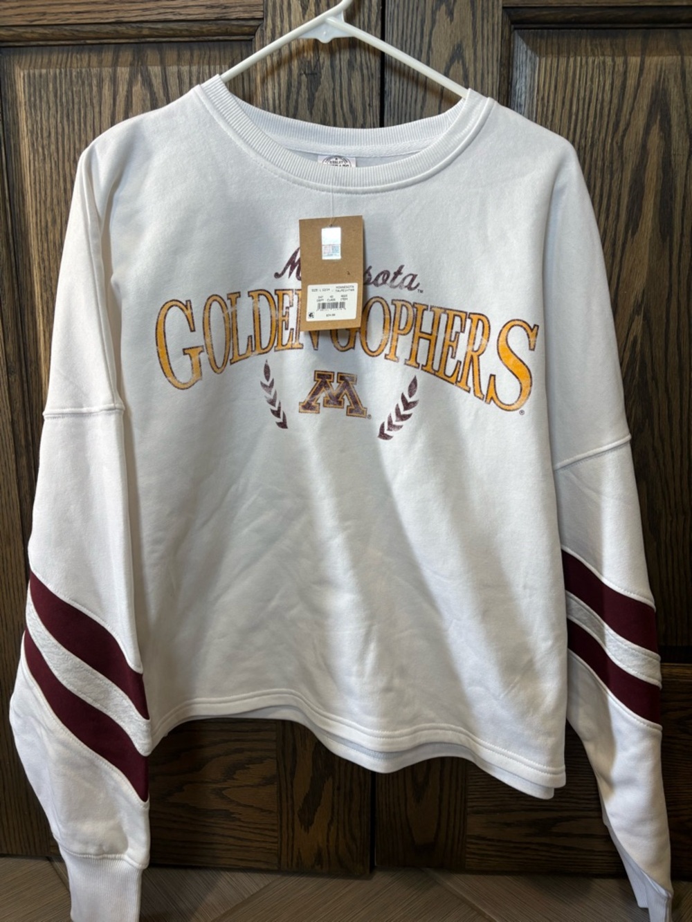 Minnesota Graphic Crewneck Sweatshirt - White with Maroon & Gold Print